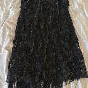 Black Fringe Sequin Dress